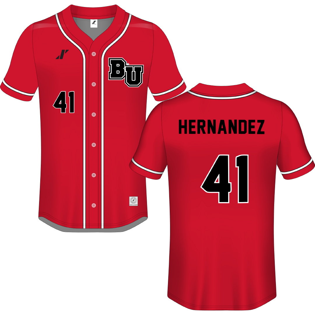 Biola University Red Button-Down Jersey - #41 Nathan Hernandez