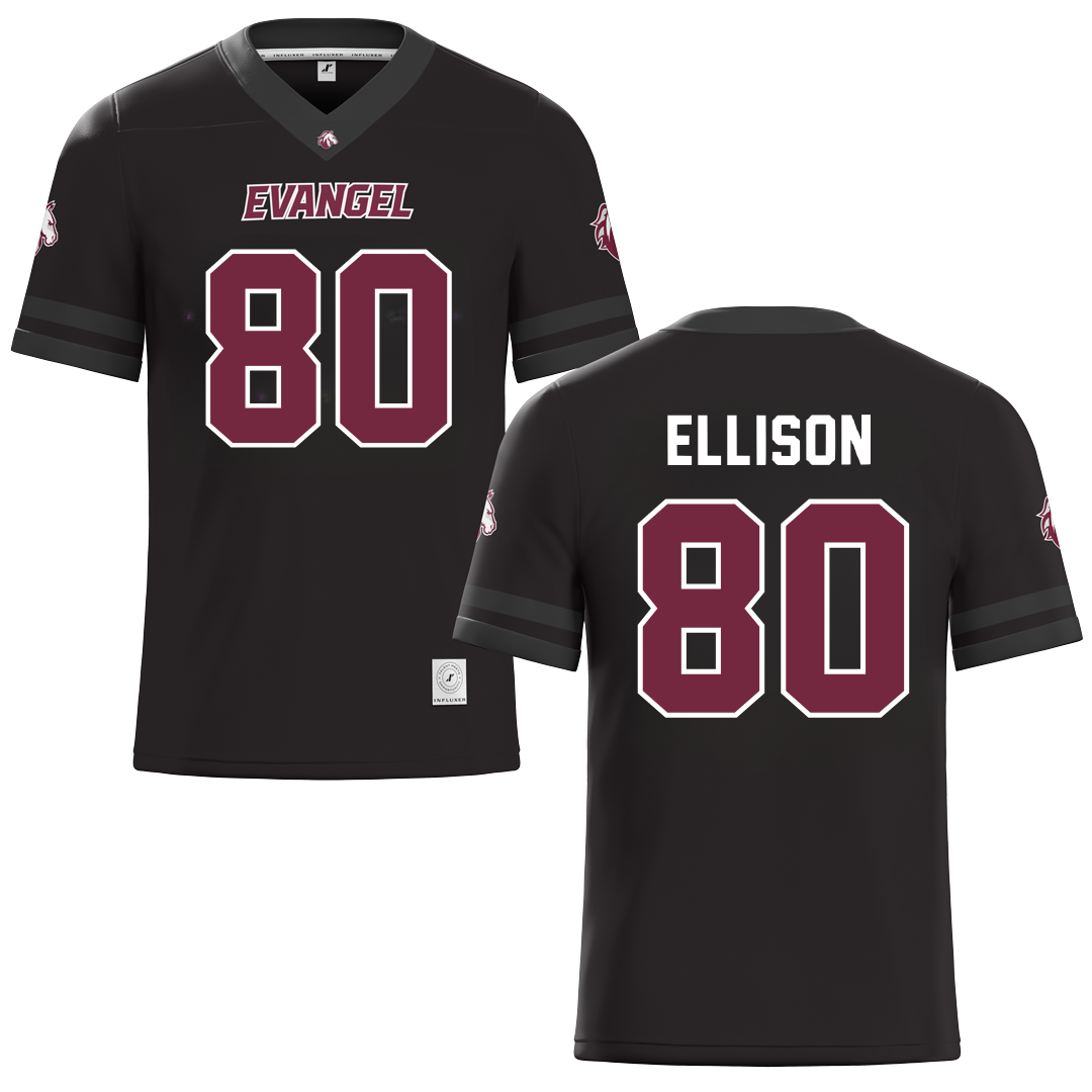 Evangel University Black Football Jersey - #80 Cannon Ellison