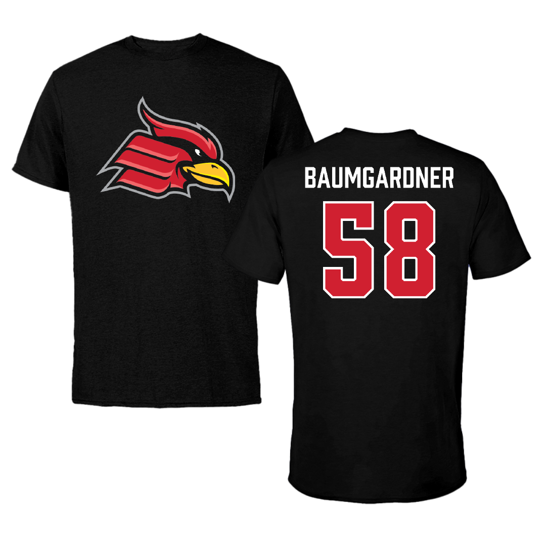 Wheeling University Football Black Performance Tee - #58 Mason Baumgardner