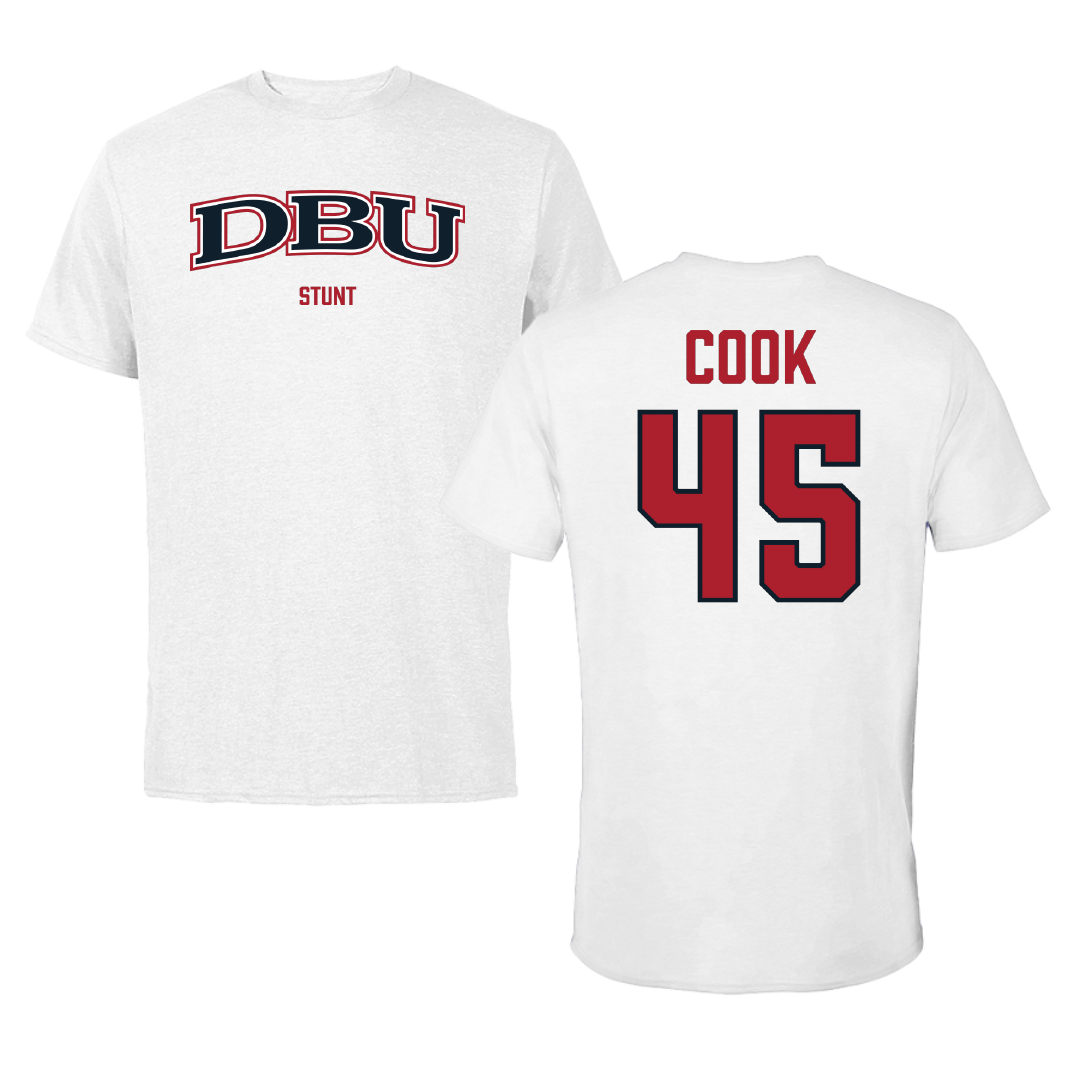 Dallas Baptist University STUNT White Performance Tee - #45 Janae Cook