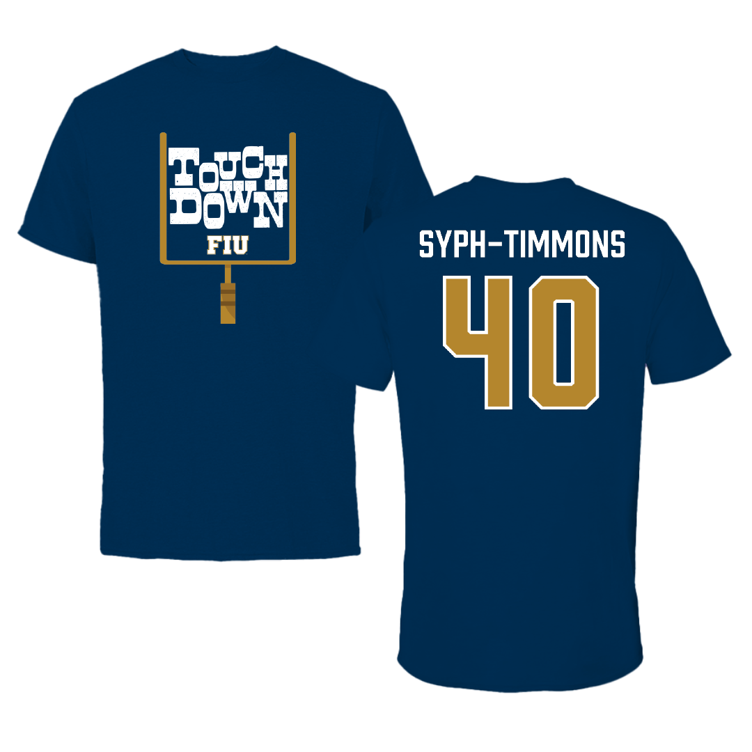 Florida International University Football Navy Touchdown Performance Tee - #40 Orlando Syph-Timmons