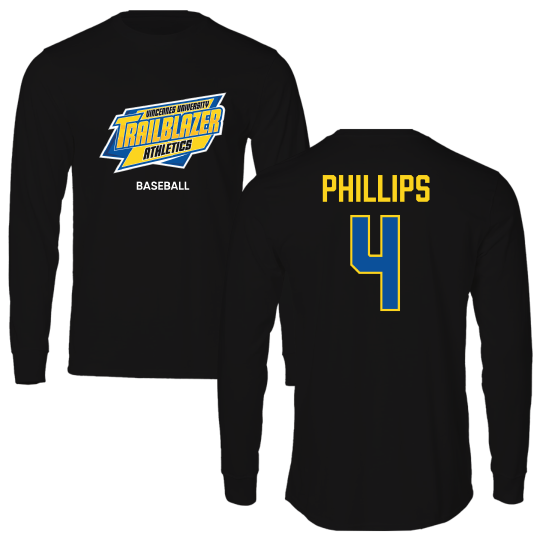 Vincennes University Baseball Black Long Sleeve - #4 Jaret Phillips