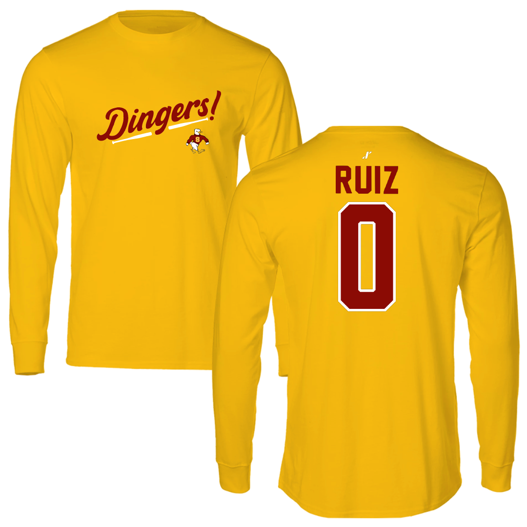 Salisbury University Baseball Gold Dingers Long Sleeve - #0 Ethan Ruiz