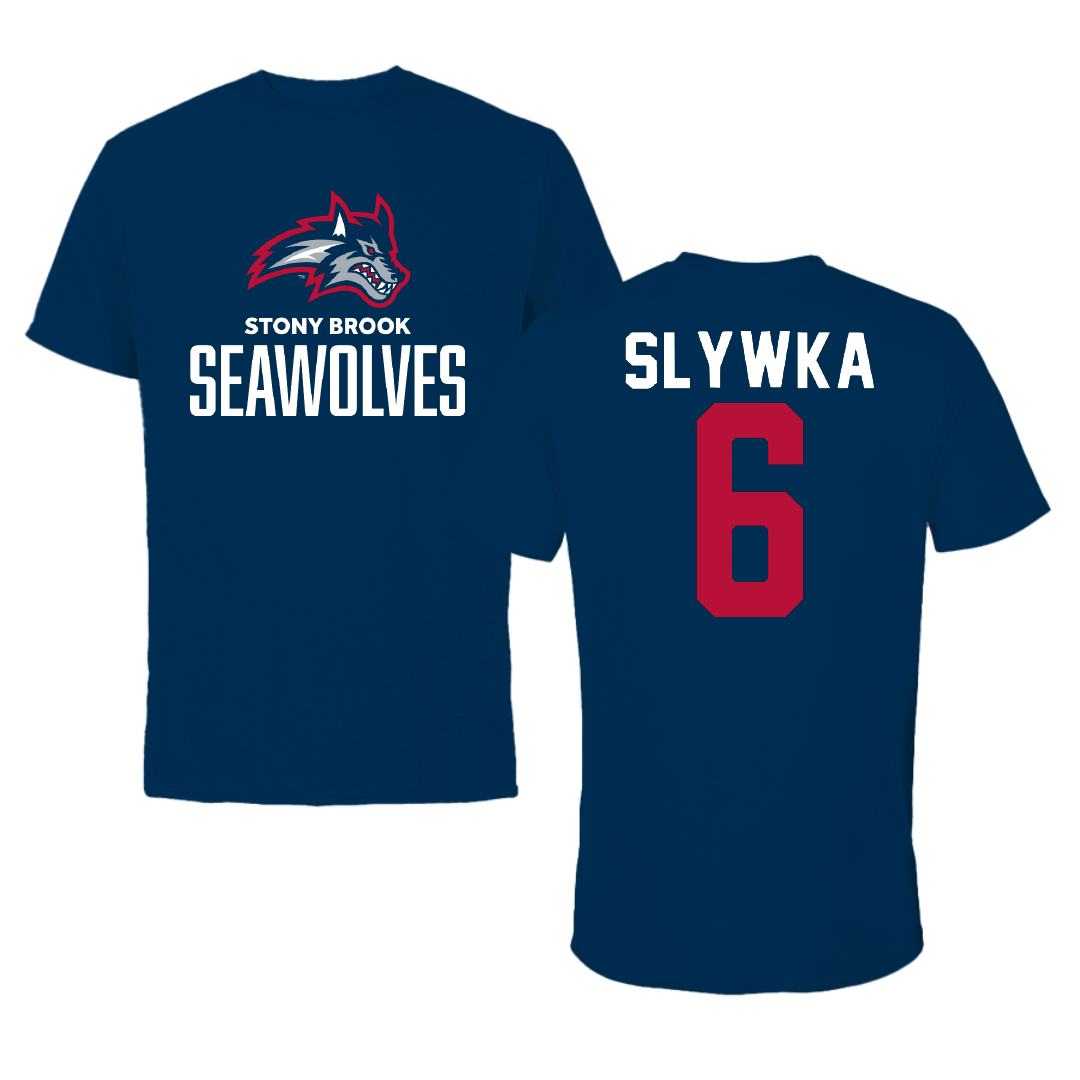 Stony Brook University Football Navy Tee - #6 Nolan Slywka