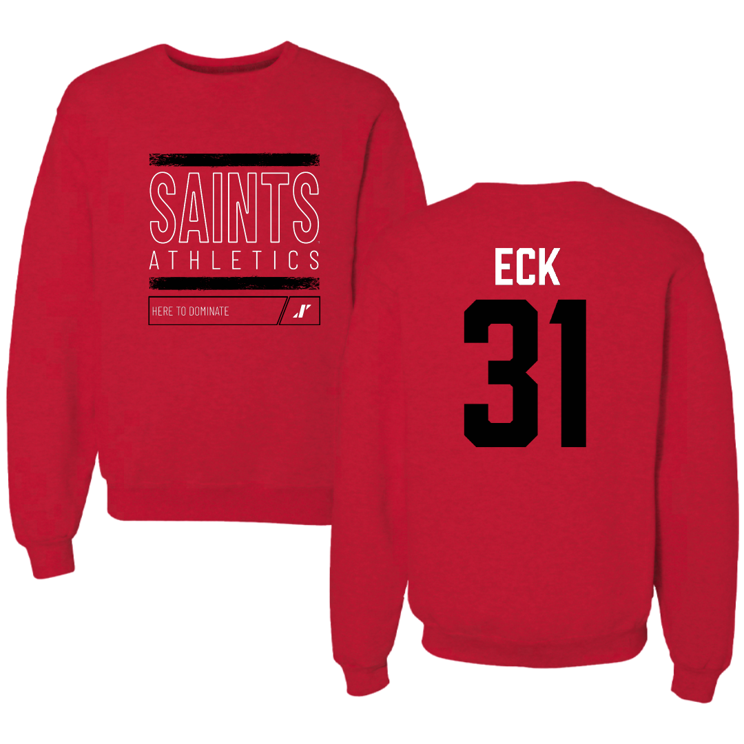 D'Youville University Lacrosse Red Dominate Crewneck - #31 Reece Eck
