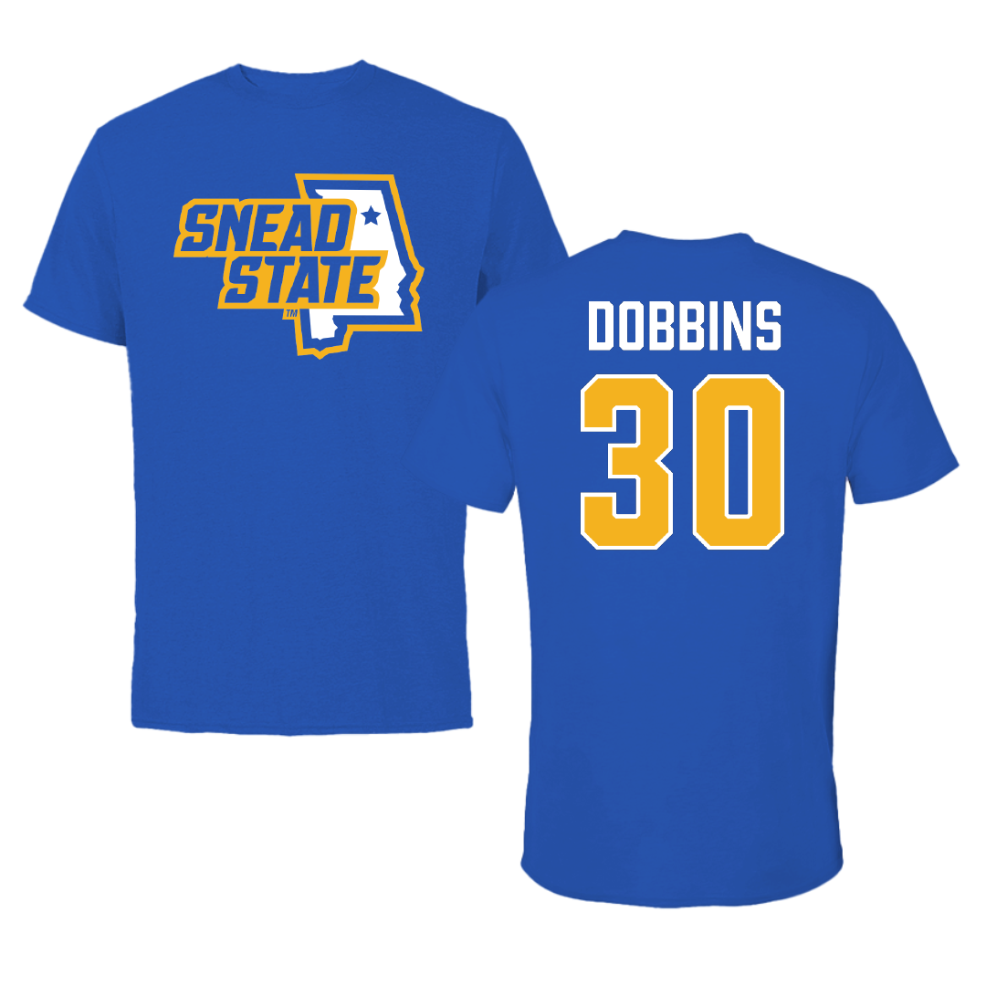 Snead State Community College Baseball Blue State Performance Tee - #30 Blake Dobbins