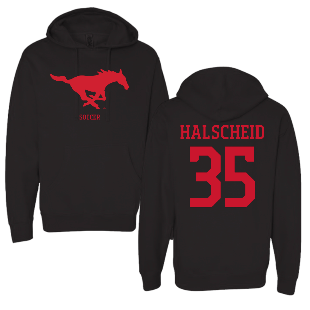 Southern Methodist University Soccer (W) Black Mascot Hoodie - #35 Hayden Halscheid