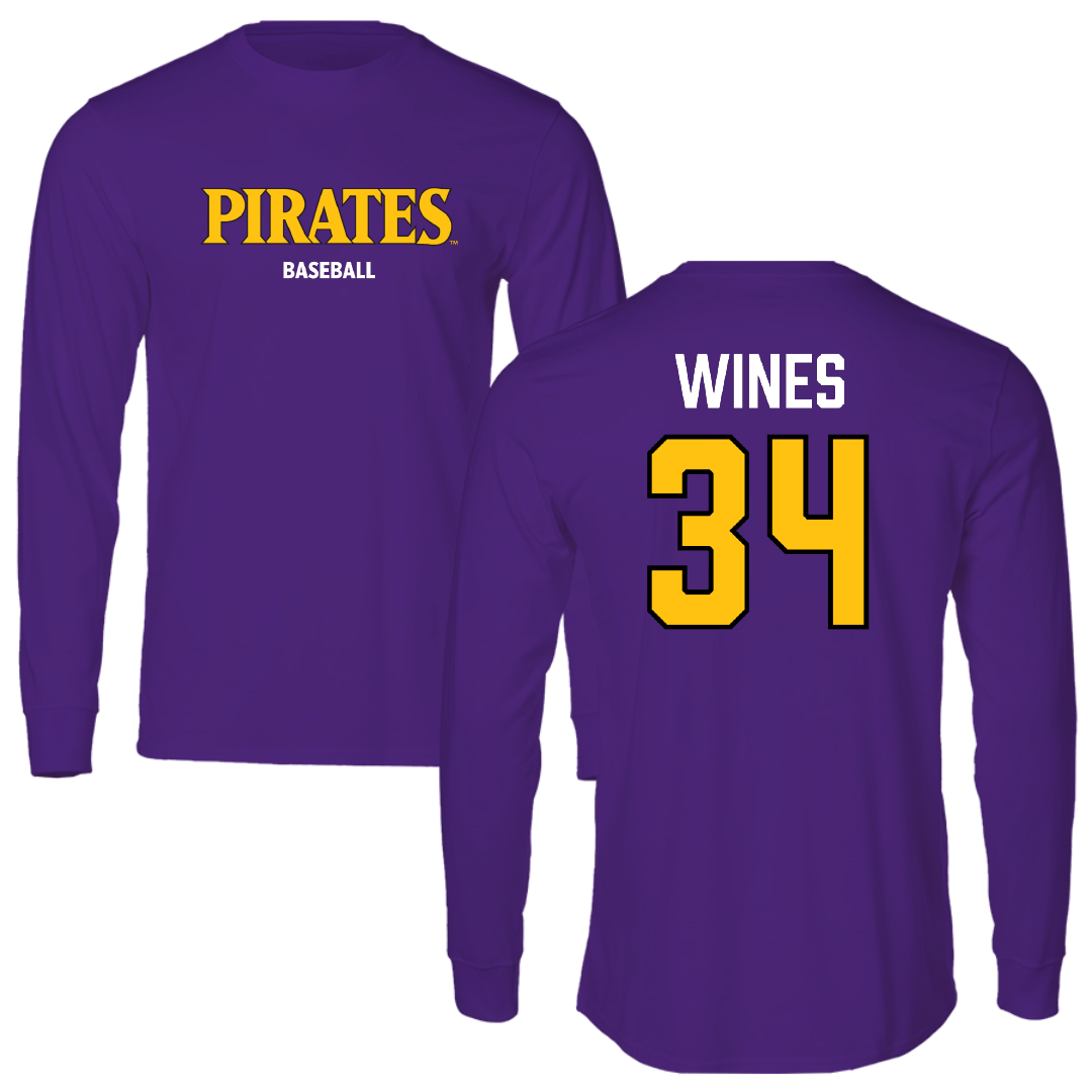East Carolina University Baseball Purple Performance Long Sleeve - #34 Nathan Wines