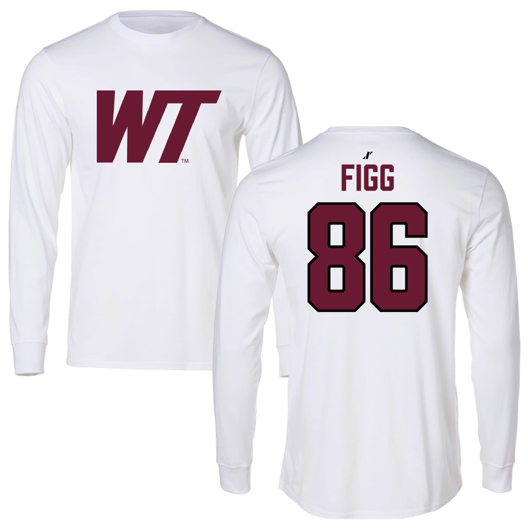 West Texas A&M University Football White Long Sleeve - #86 Cade Figg