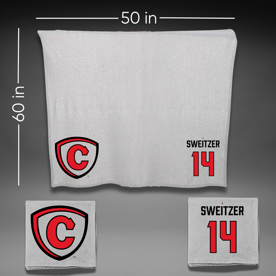 Carthage College Volleyball Gray Blanket - #14 Hudson Sweitzer