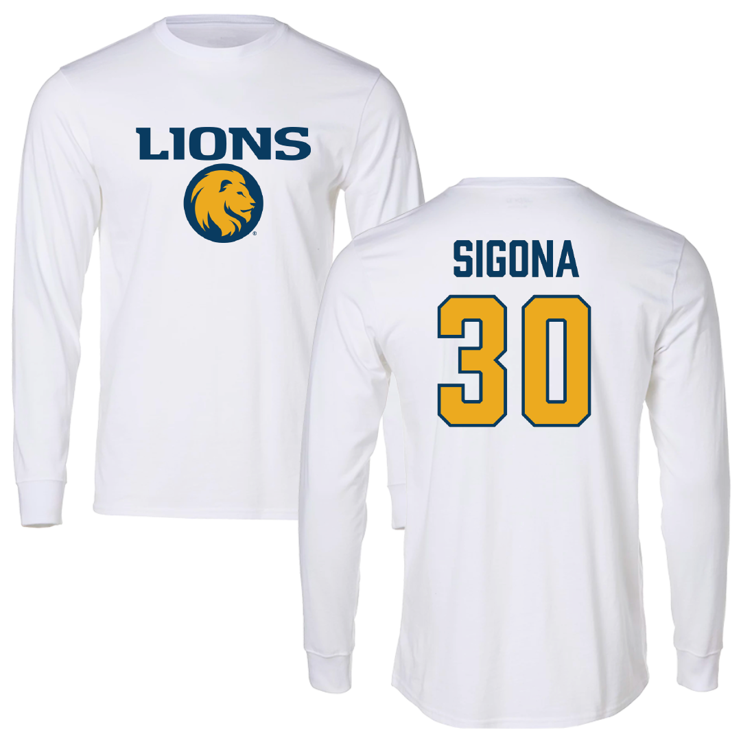 East Texas A&M University Basketball White Performance Long Sleeve - #30 Vinny Sigona