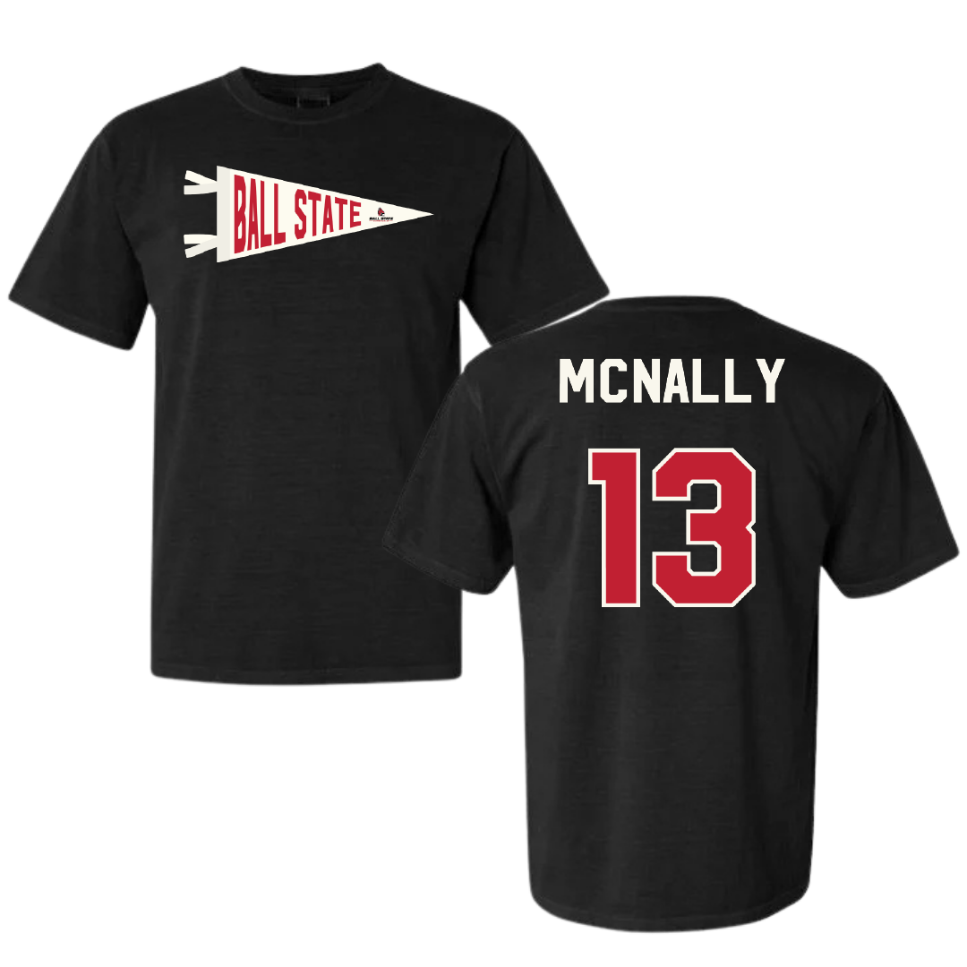 Ball State University Softball Black Pennant Comfort Colors Tee - #13 Ava McNally