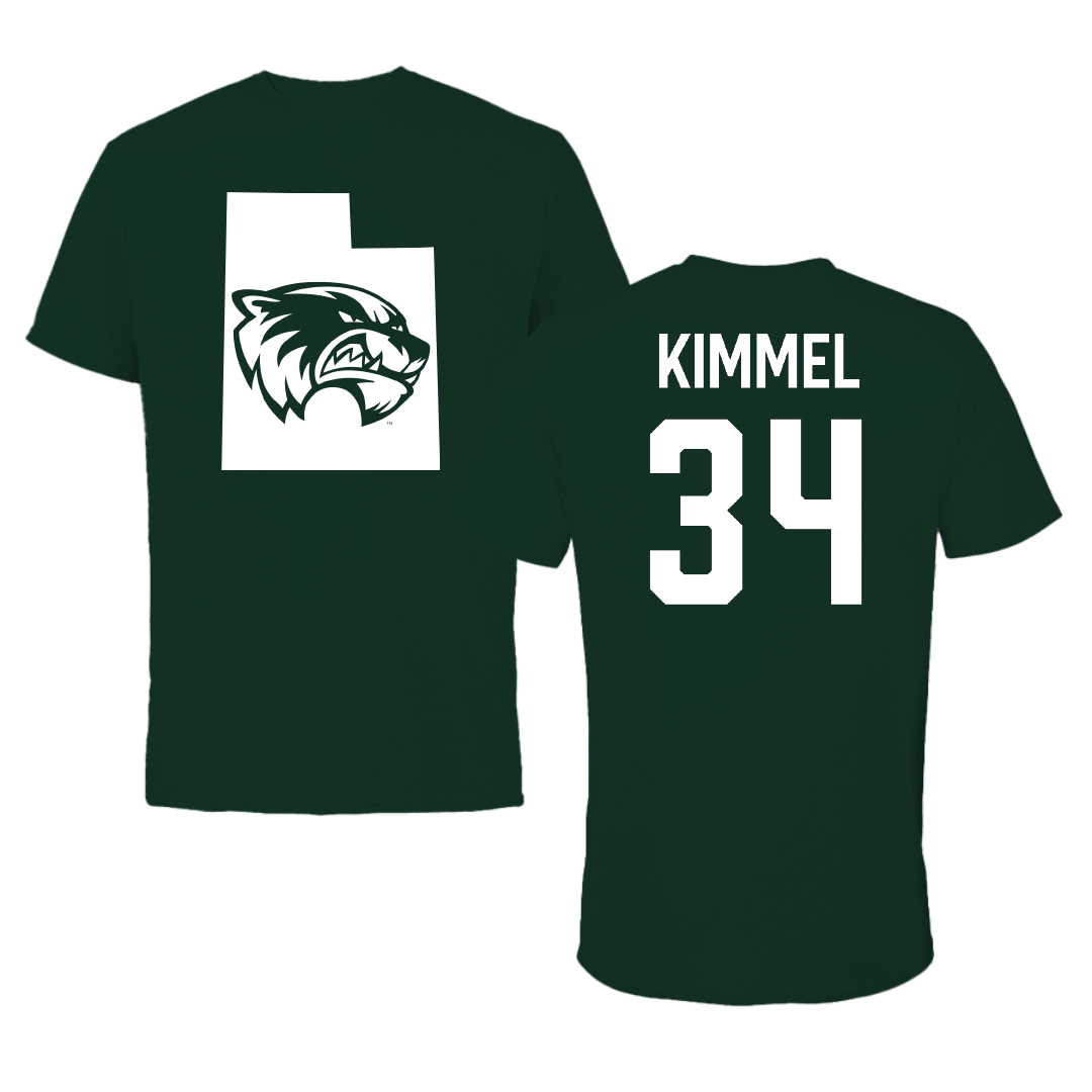 Utah Valley University Baseball Forest Green State Performance Tee - #34 Luke Kimmel