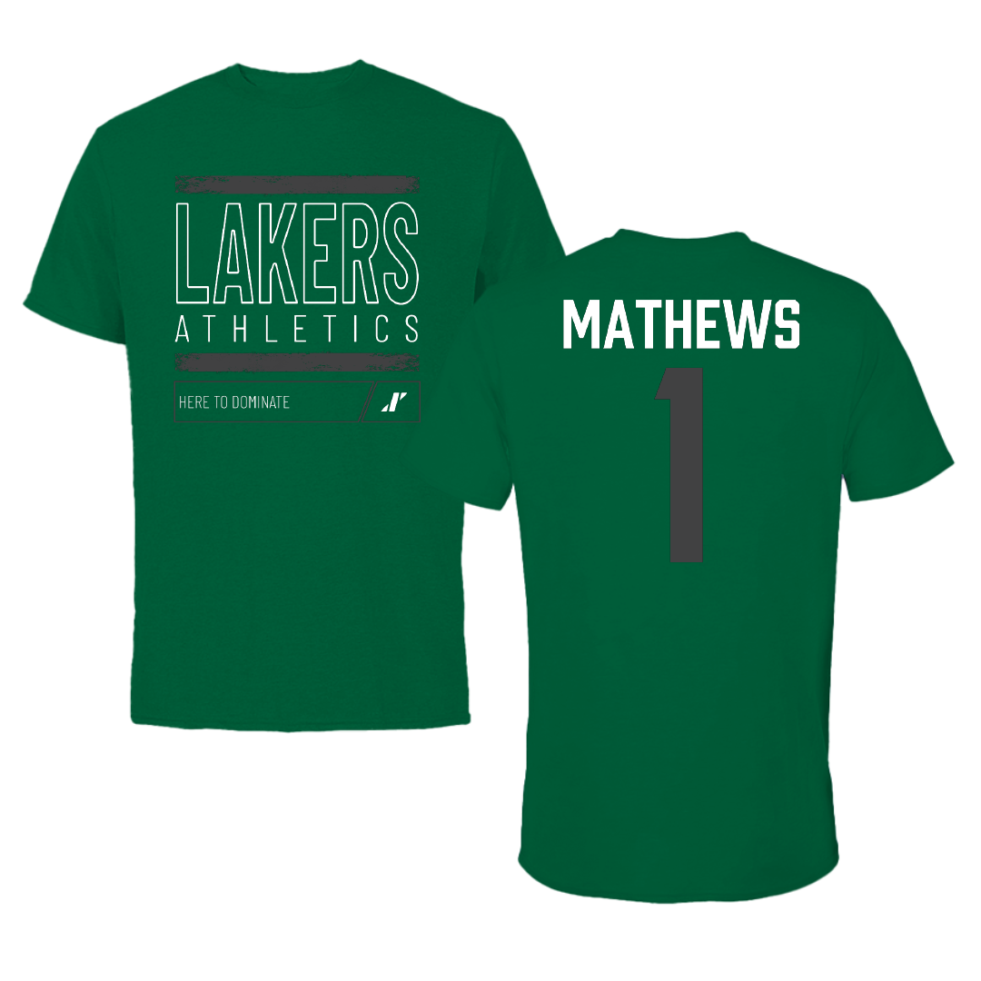 Roosevelt University Soccer Green Dominate Performance Tee - #1 Jakob Mathews