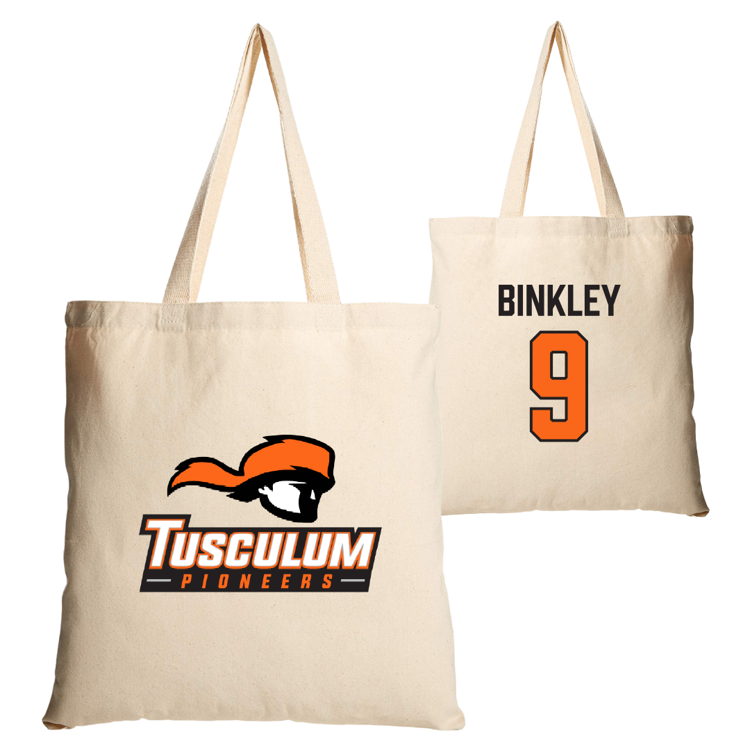 Tusculum University Lacrosse (M) Tan Canvas Tote Bag - #9 Conrad Binkley