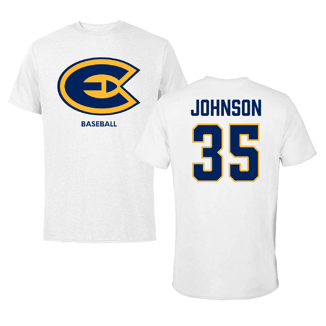 University of Wisconsin-Eau Claire Baseball White Performance Tee - #35 Walter Johnson