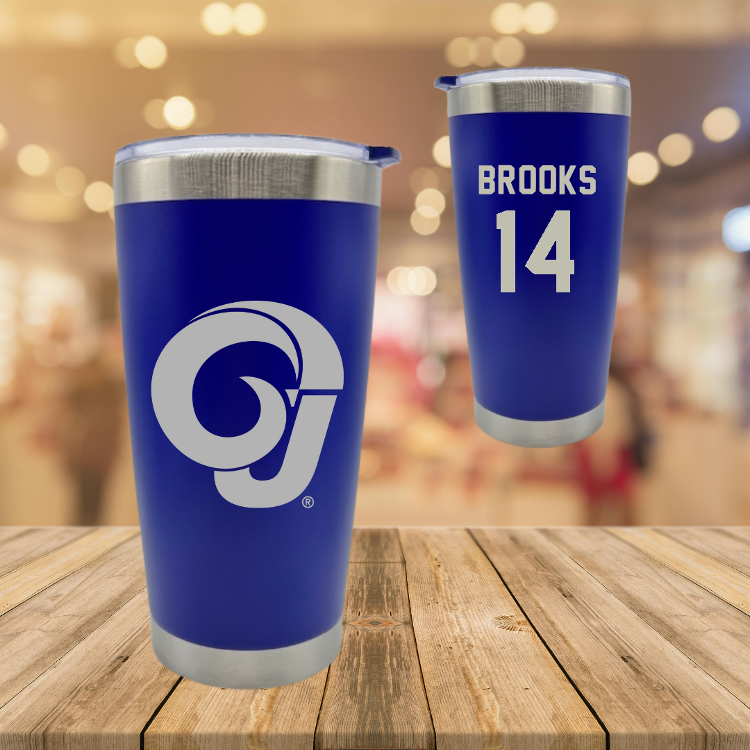 Angelo State University Baseball Blue Stainless Steel Tumbler - #14 Kannon Brooks