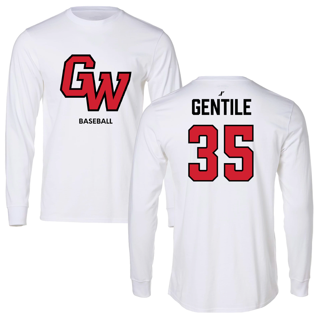 Gardner-Webb University Baseball White Performance Long Sleeve - #35 Josh Gentile