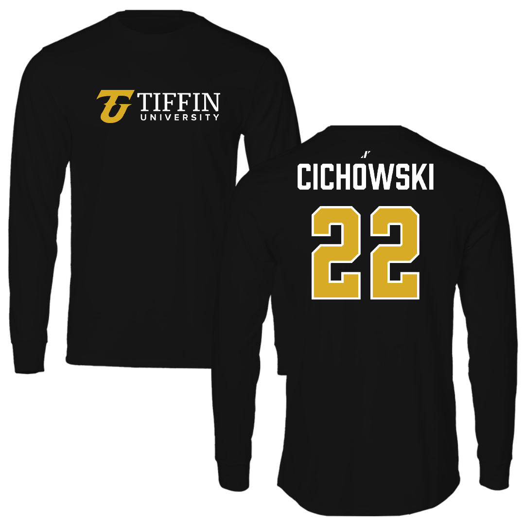 Tiffin University Soccer Black Performance Long Sleeve - #22 Turner Cichowski