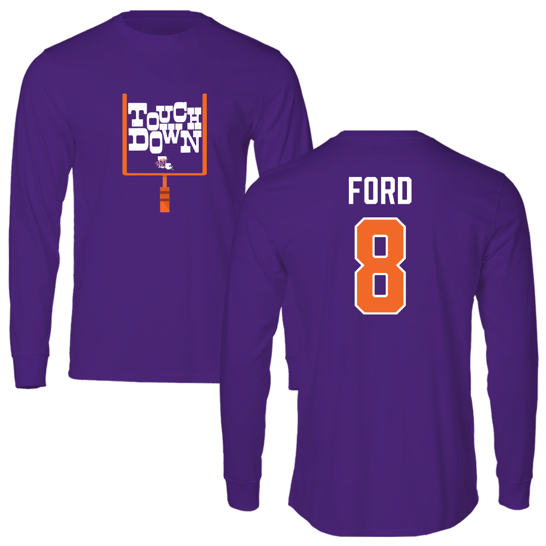 Northwestern State University Football Purple Touchdown Long Sleeve - #8 Gylen Ford