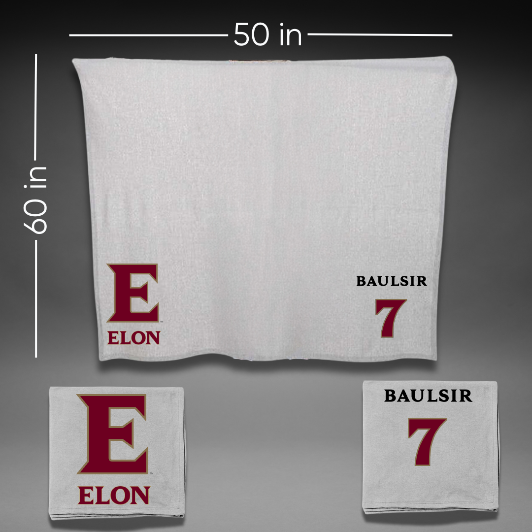 Elon University Softball Gray Blanket - #7 Teagan Baulsir