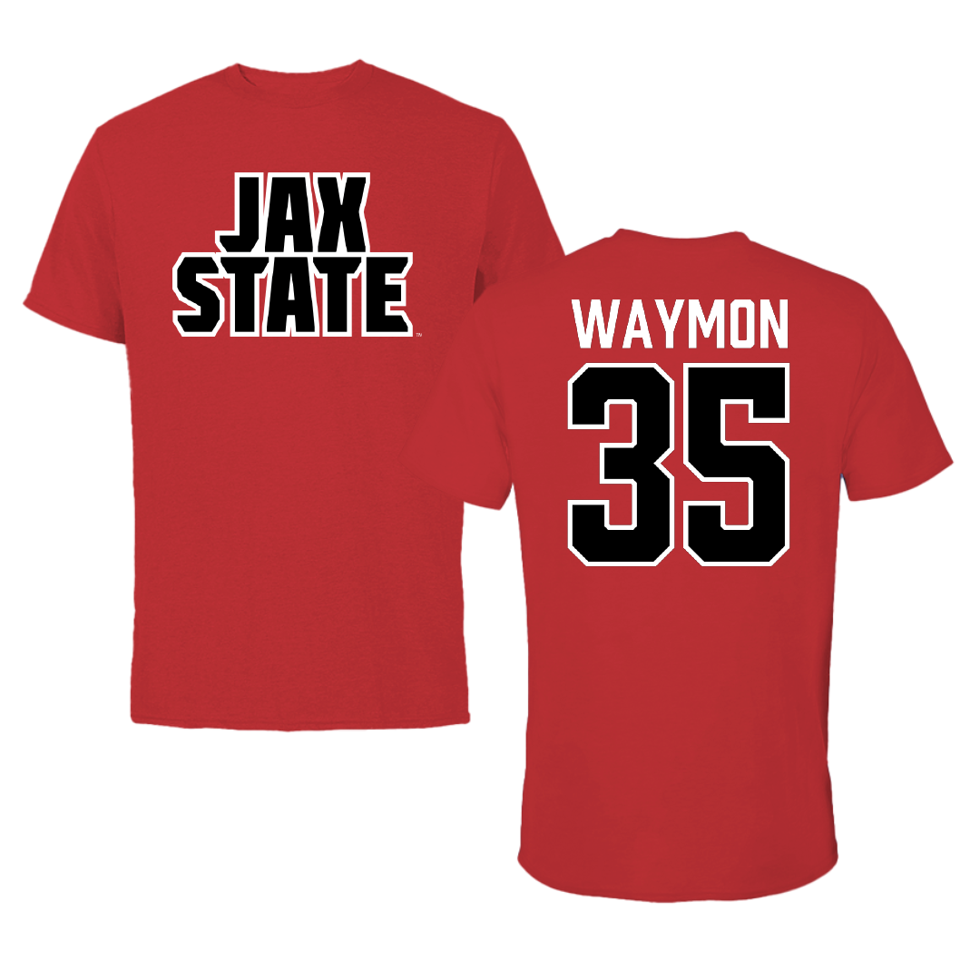 Jacksonville State University Football Red Performance Tee - #35 Ty Waymon