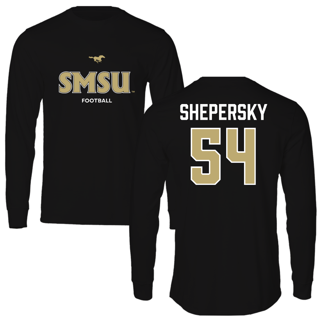 Southwest Minnesota State University Football Black Performance Long Sleeve - #54 Sam Shepersky