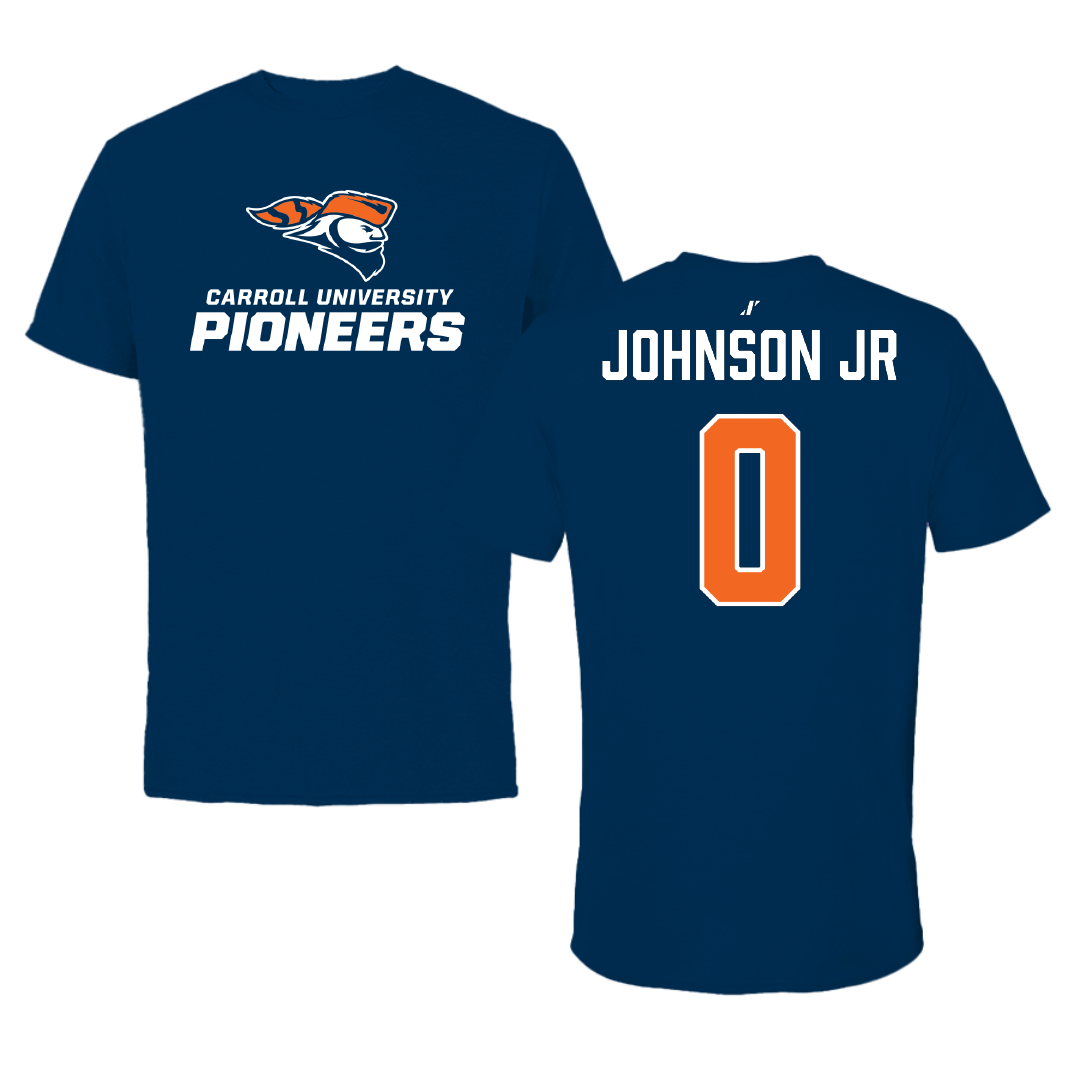 Carroll University Football Navy Tee - #0 Marcus Johnson Jr