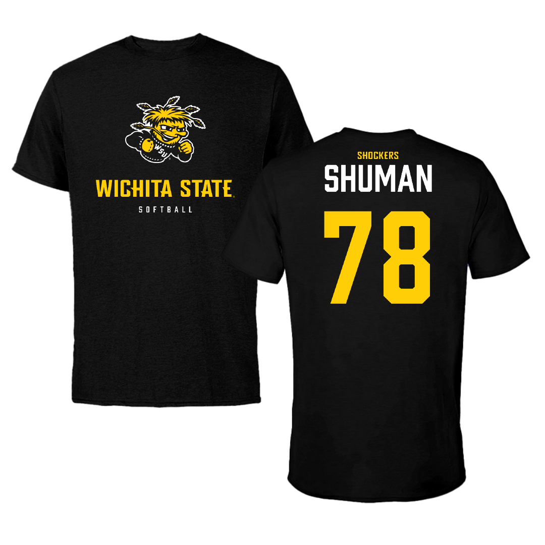 Wichita State University Softball Black Performance Tee - #78 Aeryn Shuman