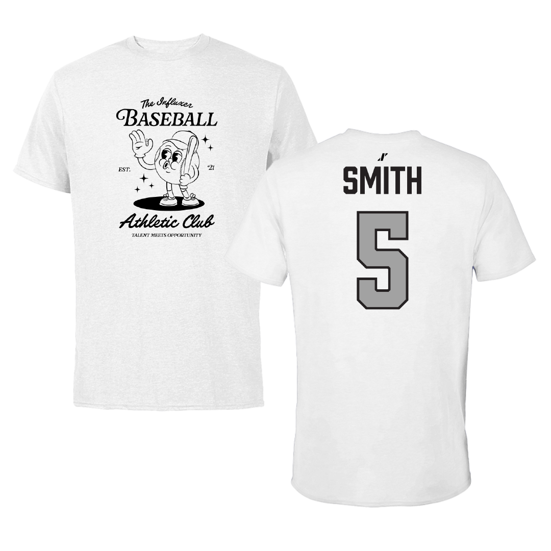 Baseball White Influxer Athletic Club Tee - #5 Logan Smith