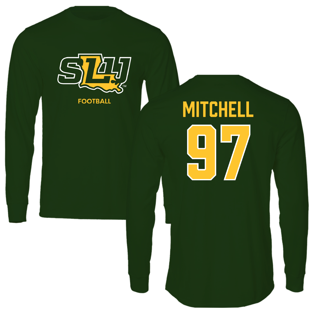Southeastern Louisiana University Football Forest Green Performance Long Sleeve - #97 Tyrik Mitchell