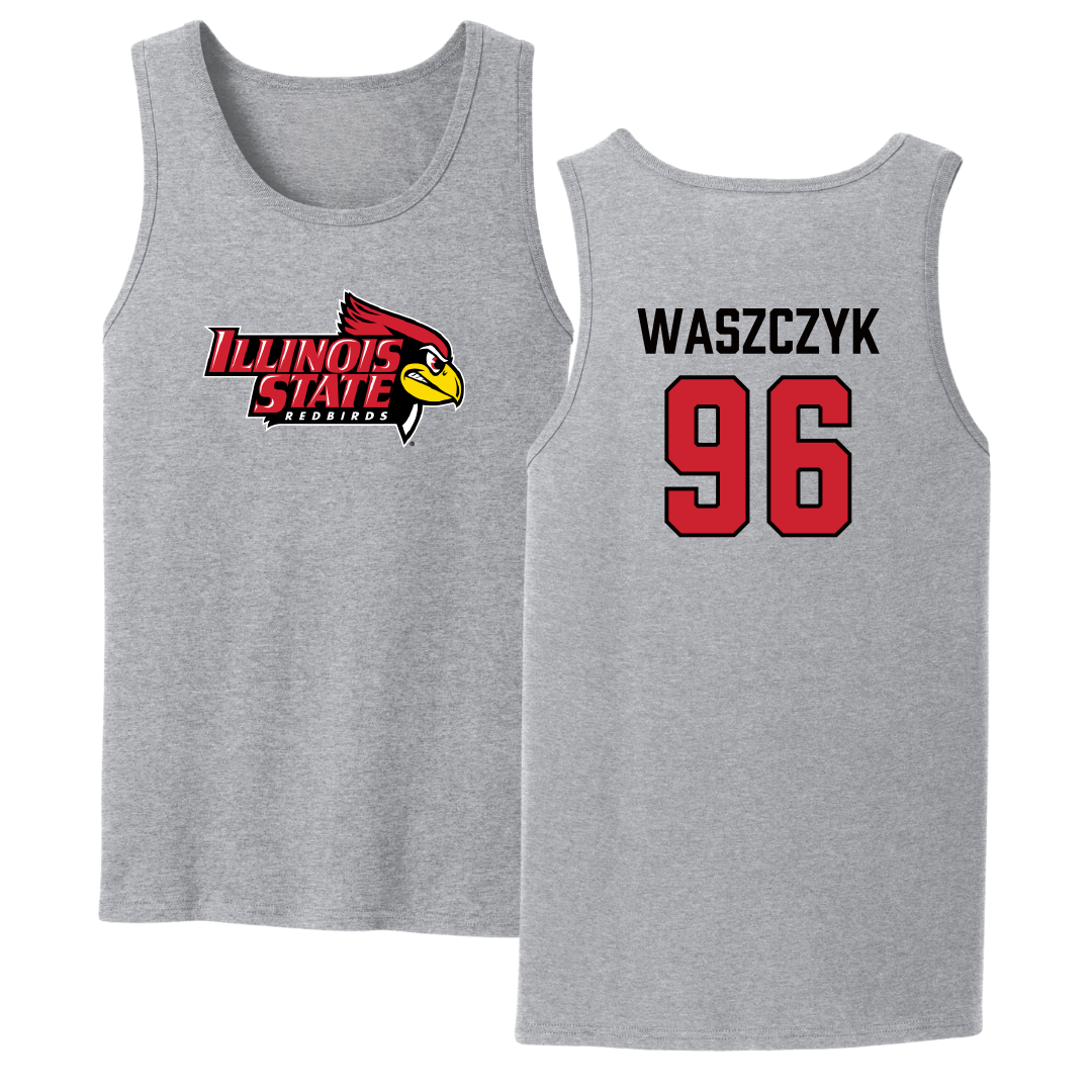 Illinois State University Football Sport Gray Tank Top - #96 Bryce Waszczyk