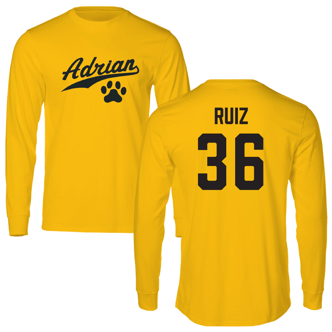 Adrian College Baseball Gold Long Sleeve - #36 Anthony Ruiz