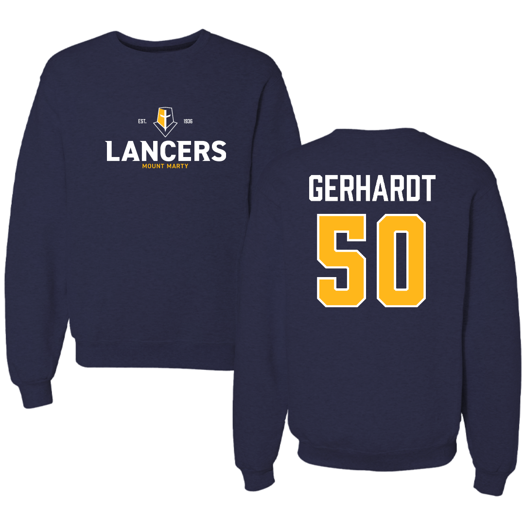 Mount Marty University Football Navy General Crewneck - #50 Ryder Gerhardt