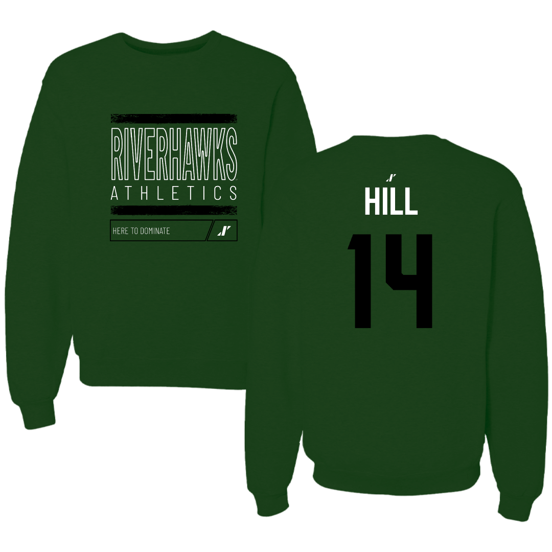 Northeastern State University Baseball Forest Green Dominate Crewneck - #14 Jackson Hill