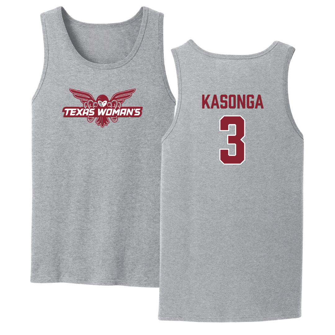Texas Woman's University Basketball Sport Gray Tank Top - #3 Julie Kasonga