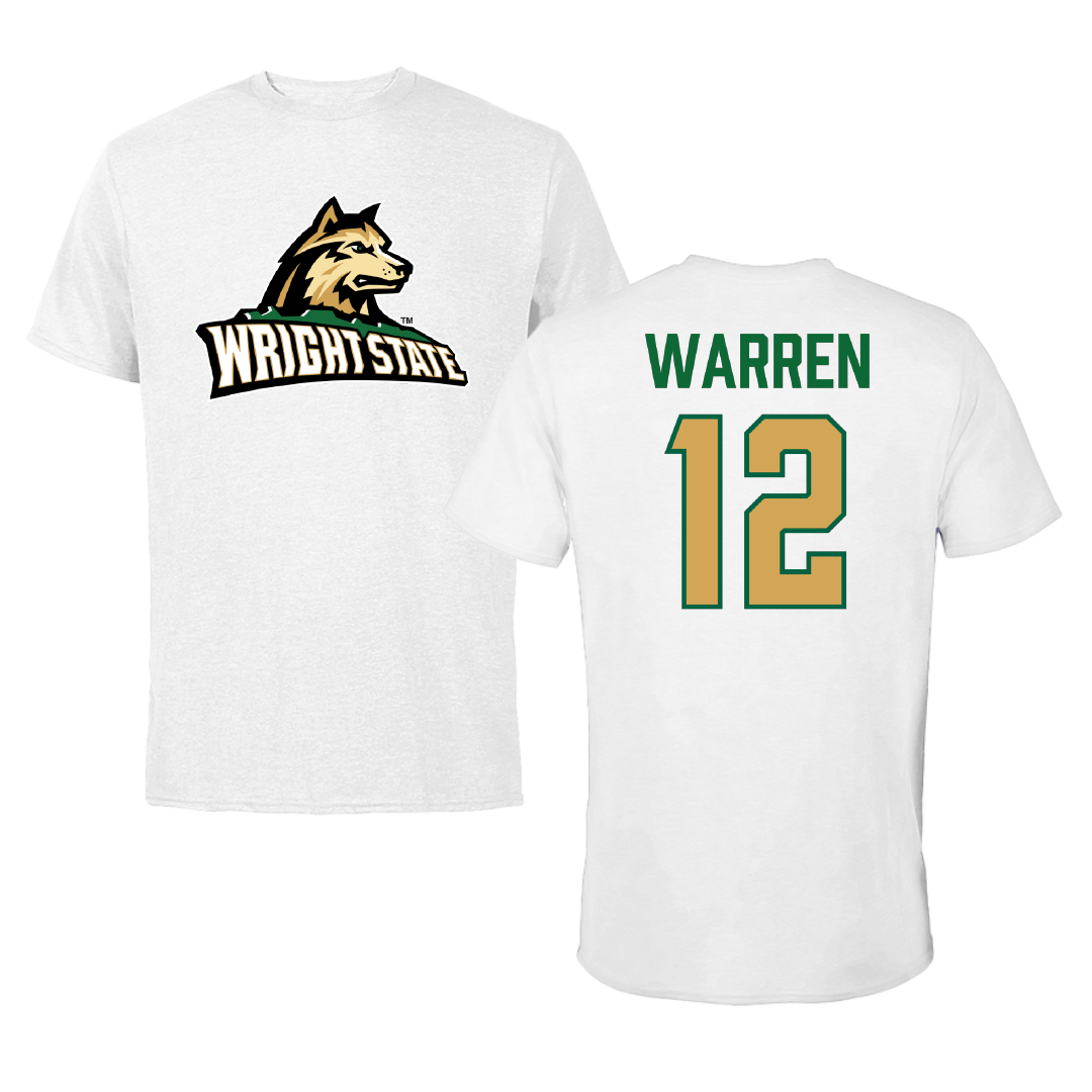 Wright State University Baseball White Performance Tee - #12 Hunter Warren