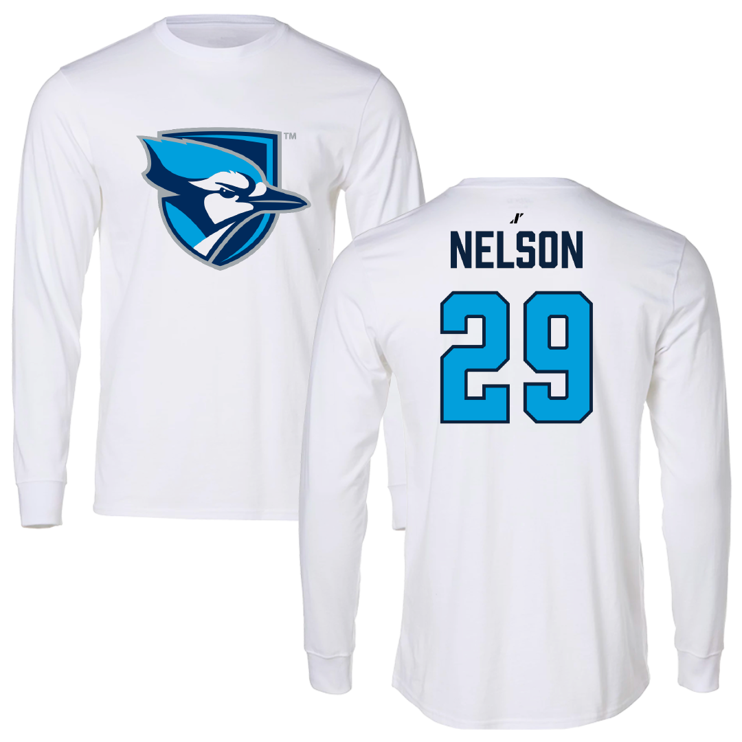 Elmhurst University Baseball White Performance Long Sleeve - #29 Aidan Nelson
