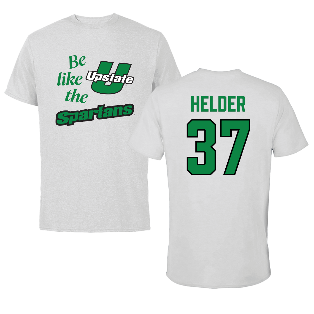 University of South Carolina-Upstate Baseball Light Gray Be Like Us Performance Tee - #37 Gabe Helder