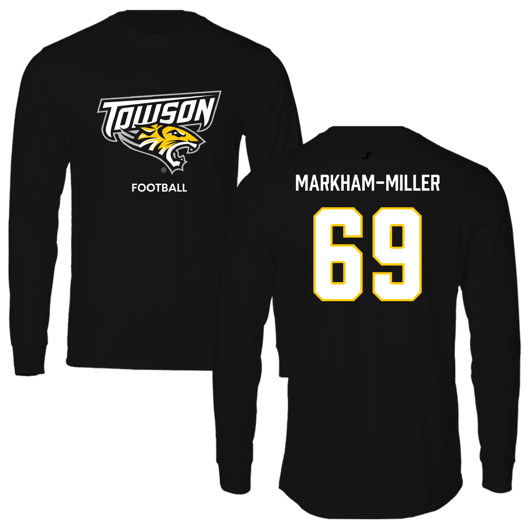 Towson University Football Black Long Sleeve - #69 Ian Markham-Miller