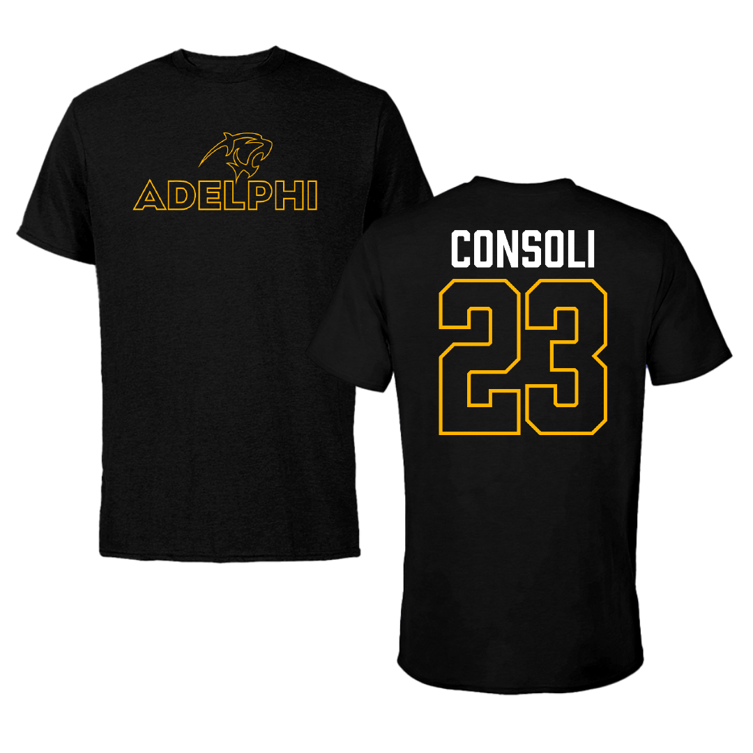 Adelphi University Soccer Black Performance Tee - #23 Alessio Consoli