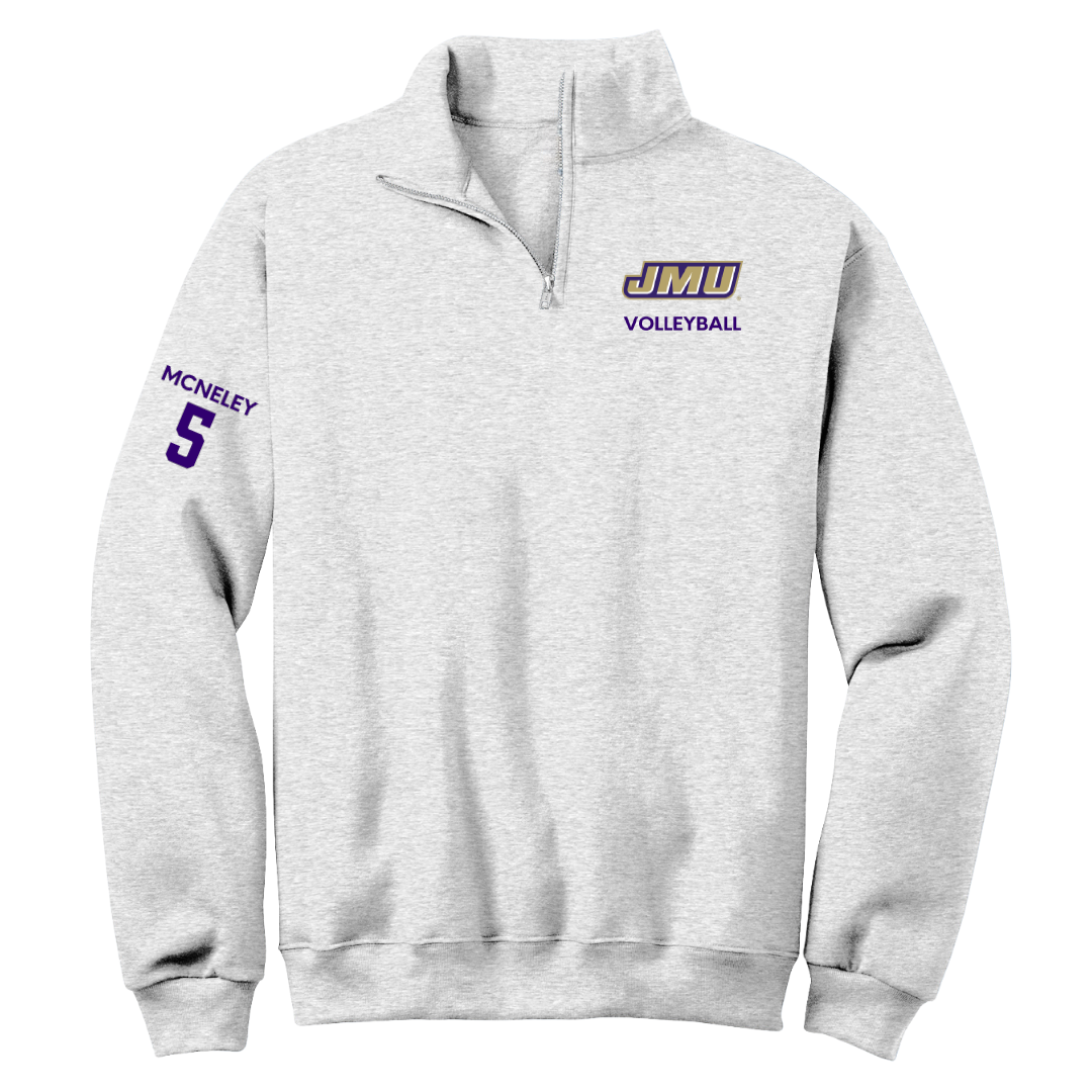 James Madison University Volleyball (W) Light Gray Quarter-Zip - #5 Julia McNeley