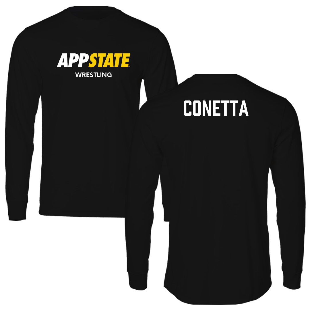 Appalachian State University Wrestling (M) Black Block Performance Long Sleeve - Anthony Conetta