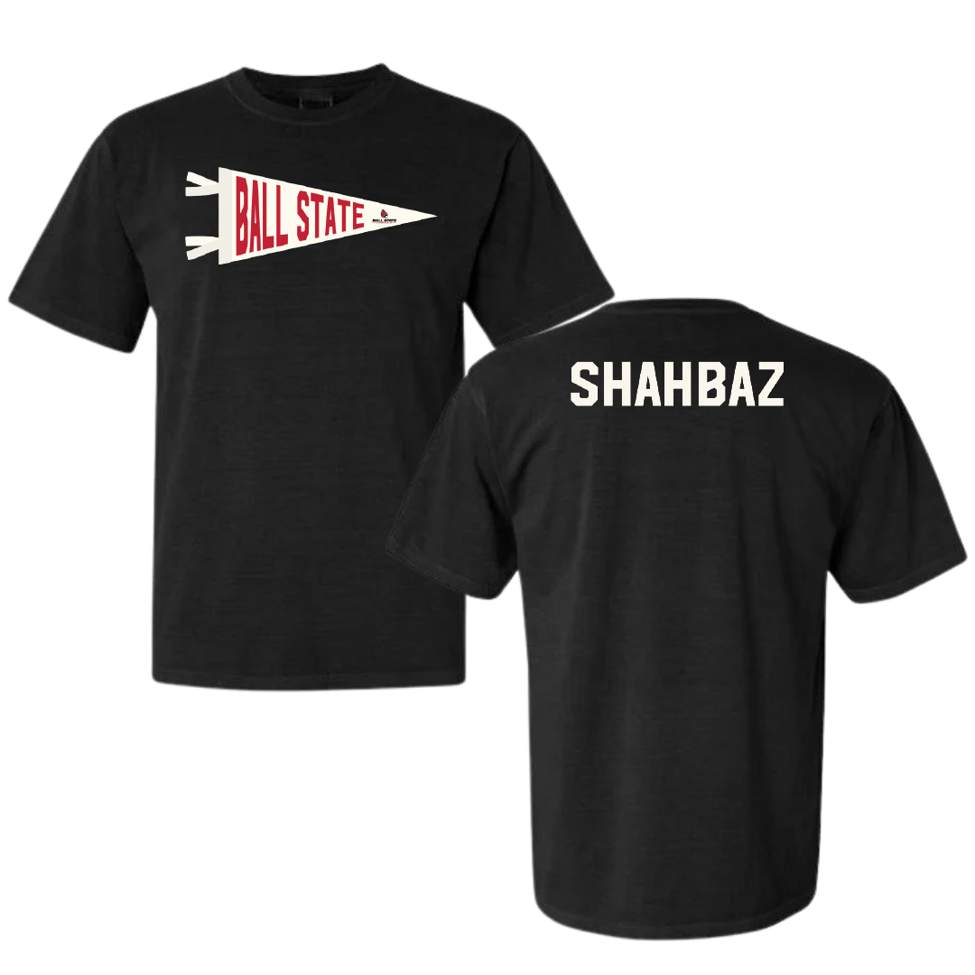 Ball State University Tennis Black Pennant Comfort Colors Tee - Sarah Shahbaz
