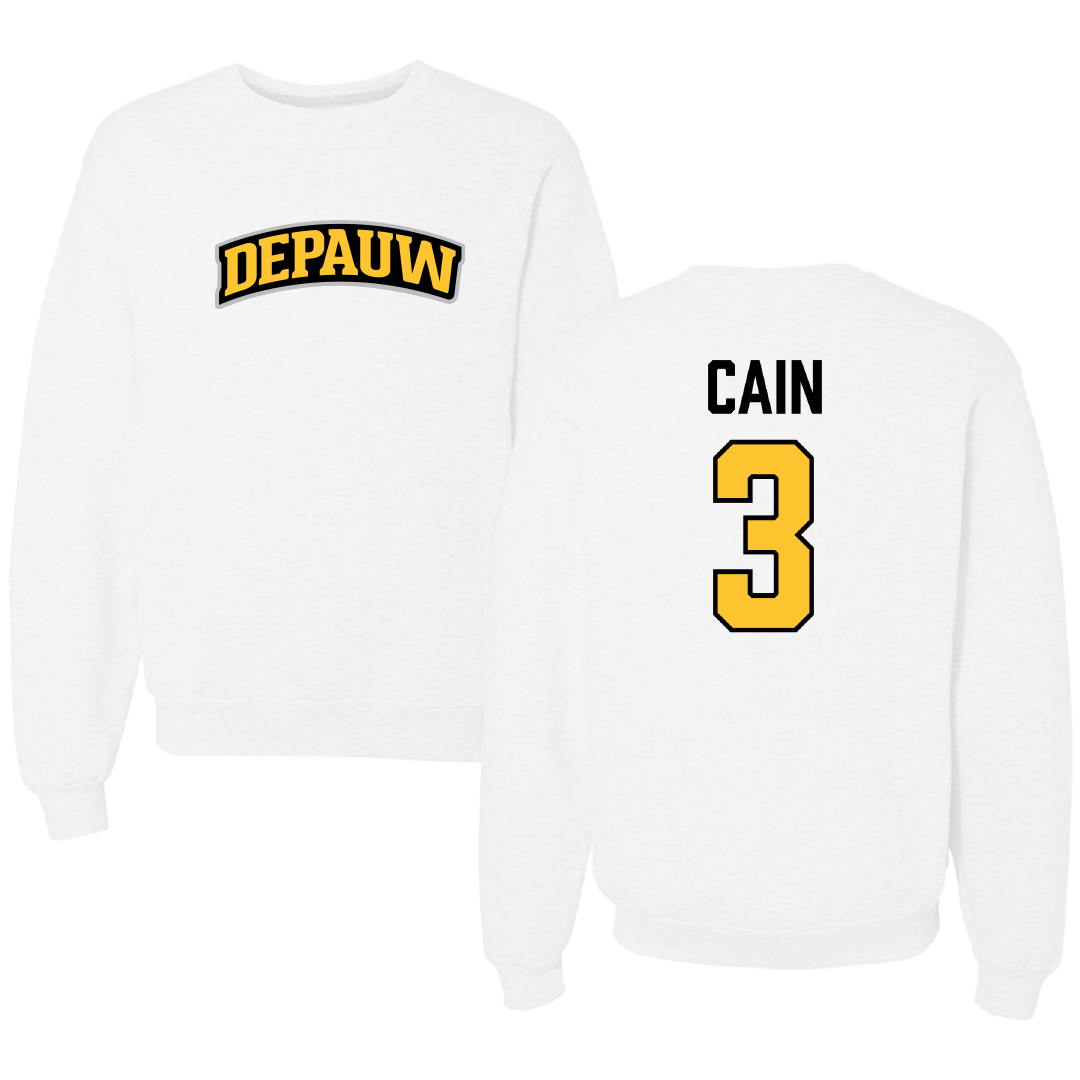 DePauw University Football White Crewneck - #3 Jackson Cain