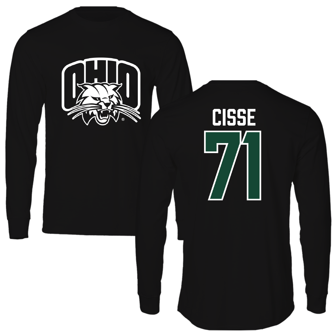 Ohio University Football Black Performance Long Sleeve - #71 Tigana Cisse