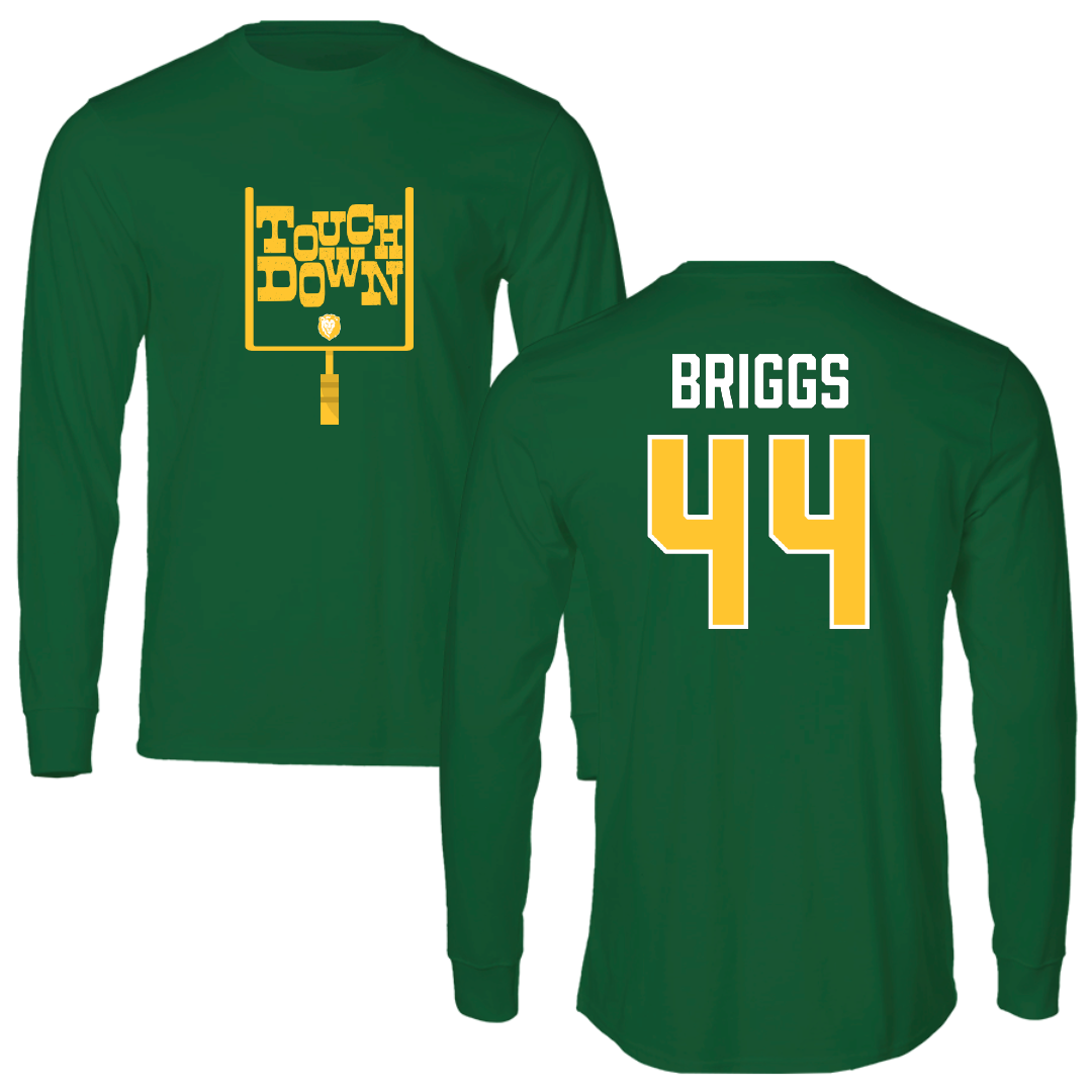 Southeastern Louisiana University Football Green Touchdown Long Sleeve - #44 Connor Briggs