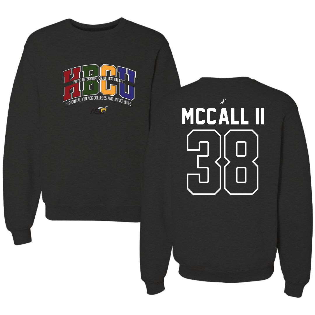 Alabama State University Football Black HBCU Crewneck - #38 Stewart McCall II
