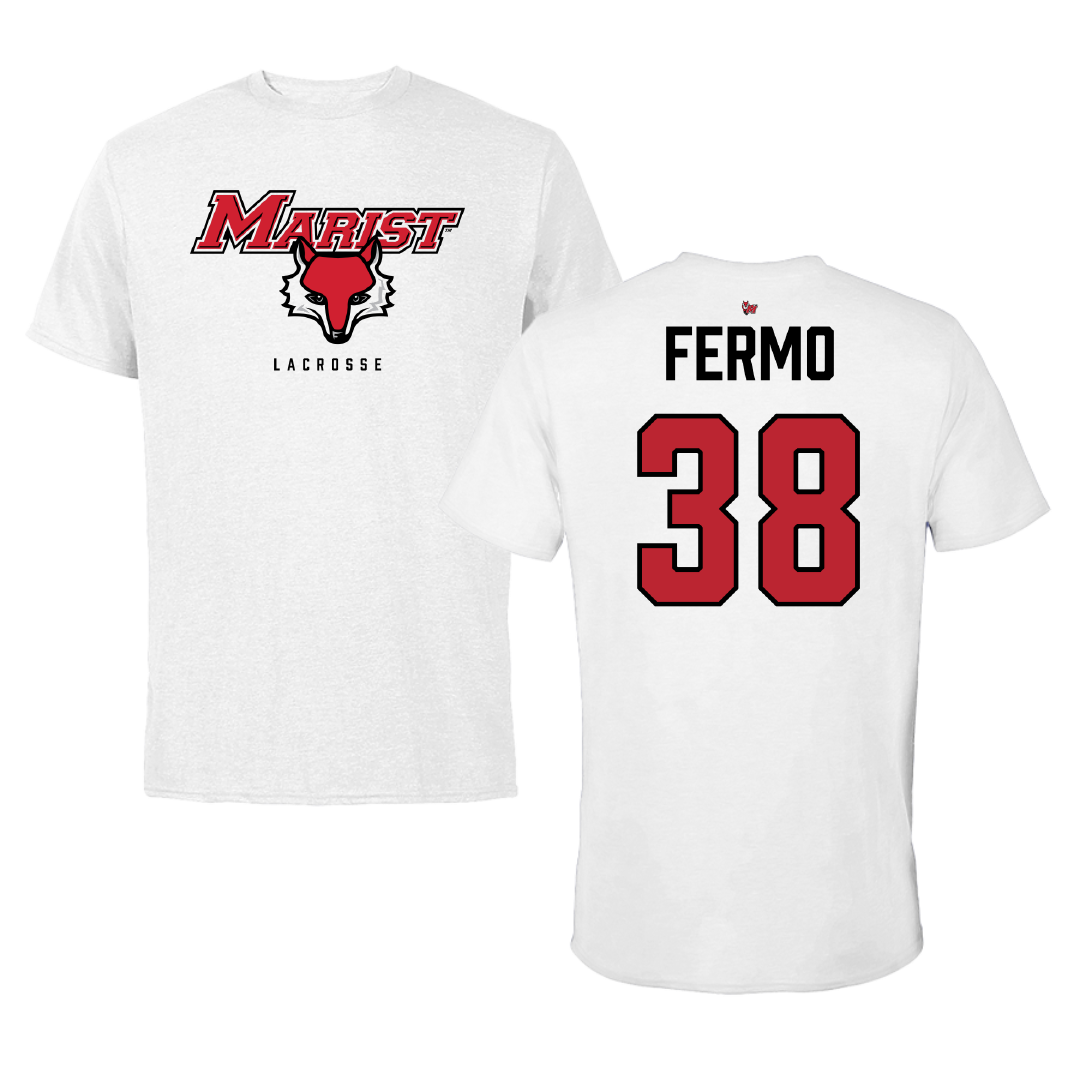 Marist University Lacrosse (M) White Performance Tee - #38 Christopher Fermo