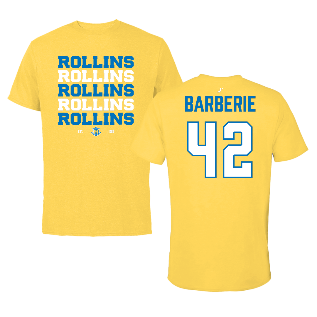 Rollins College Lacrosse (M) Yellow General Tee - #42 Blake Barberie